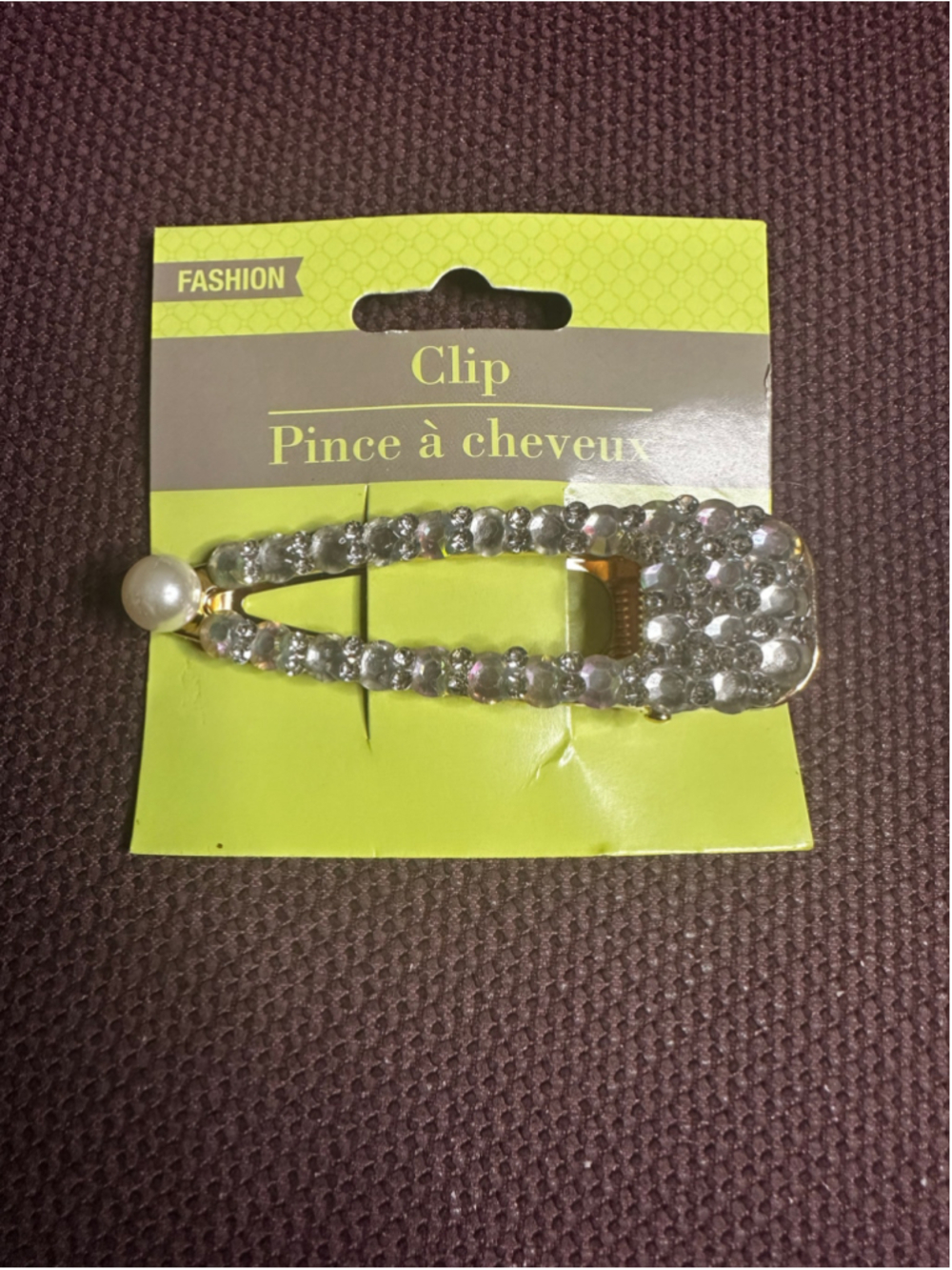 Silver and White Hair Clip Silver and White